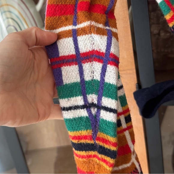 Anthropologie Moth Williston Plaid cardigan colorful knit tie waist coat sweater - Picture 11 of 12